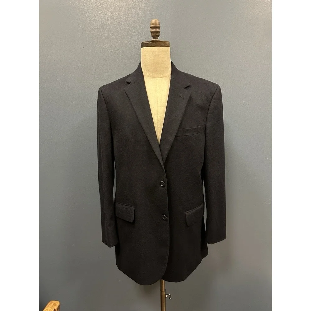Jos. A. Bank Men's Jacket Blazer‎ Sport Coat 100% Cashmere Black Sz 43L Lined